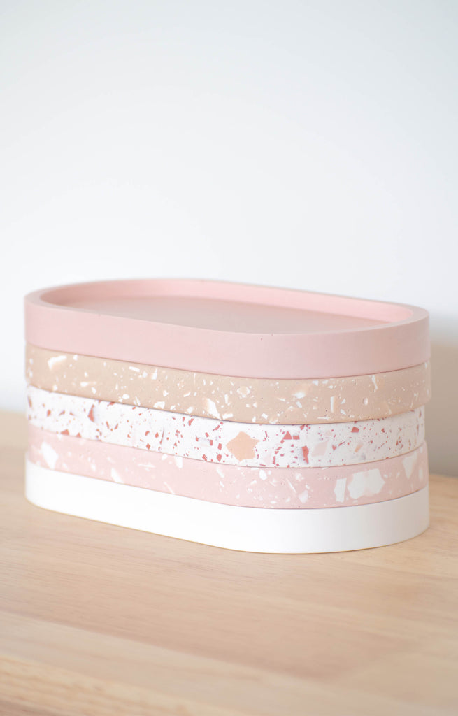 Taupe Terrazzo Oval Tray